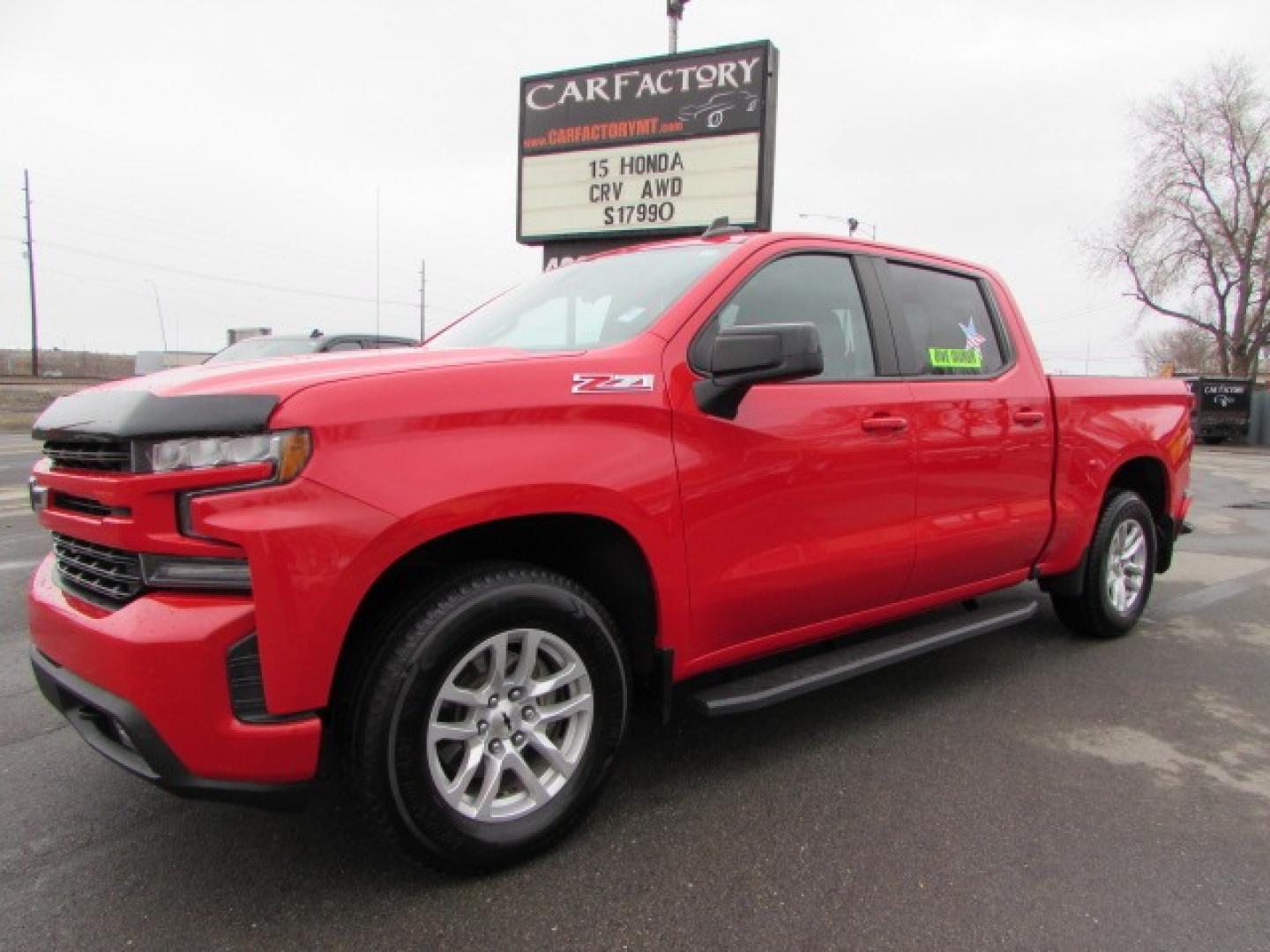 2019 Red Hot /Jet black Chevrolet Silverado 1500 RST (1GCUYEED2KZ) with an 5.3 Ecotec3 V8 engine, 8 speed automatic transmission, located at 4562 State Avenue, Billings, MT, 59101, (406) 896-9833, 45.769516, -108.526772 - 2019 Chevrolet Silverado 1500 RST Crew Cab 4WD - One owner! 5.3L Ecotec3 V8 engine - 8 speed automatic transmission - RST - True North Edition - 4WD - 99,402 miles - One owner RST package - True North package - Z71 off road package - dual zone climate control - air conditioning - tilt and telesco - Photo#0